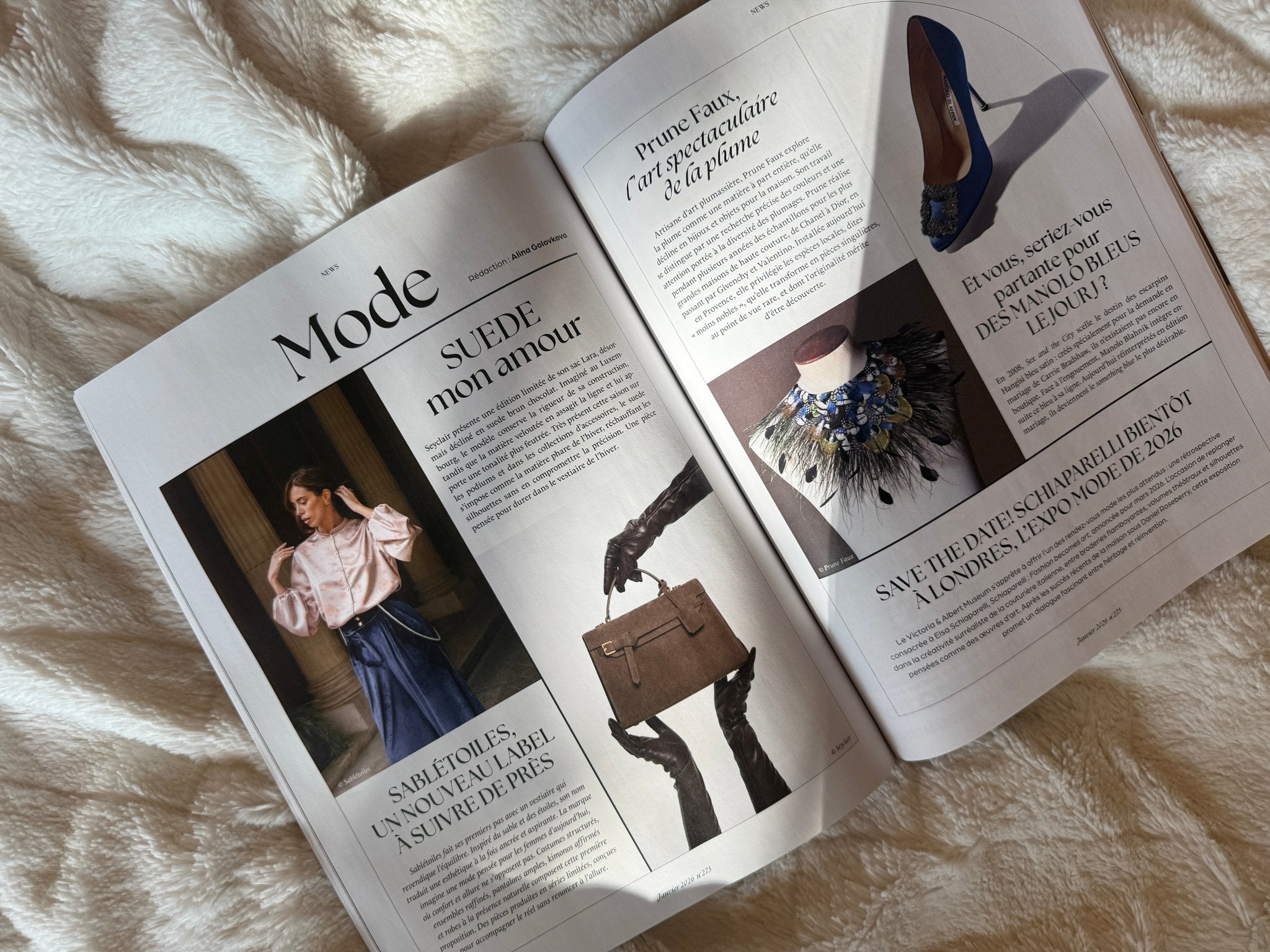 Lara Suede Bag in Femmes Magazine (January 2026 Issue) - Seyclair