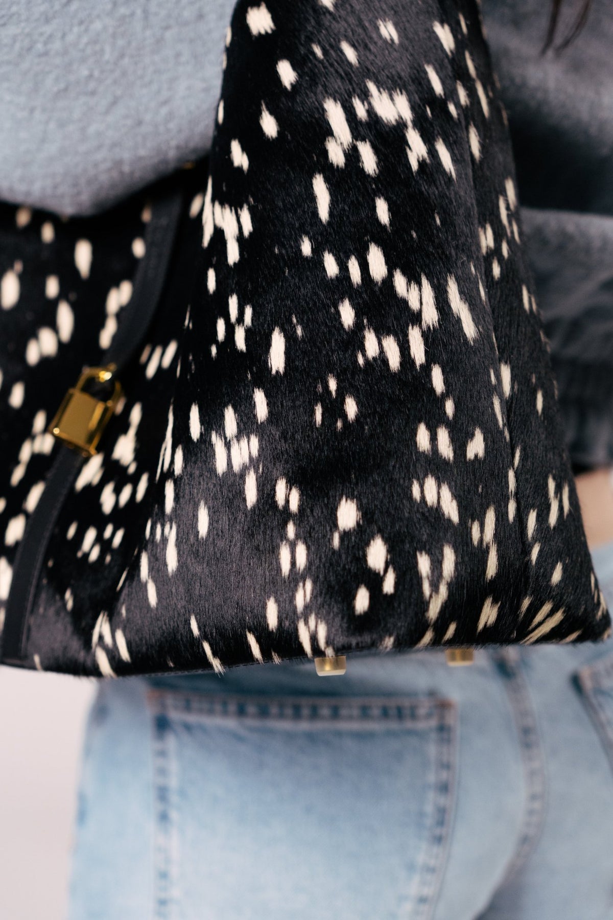 Limited Edition: Natasha Shoulder Tote Bag in Luxe Noir Deer - Seyclair