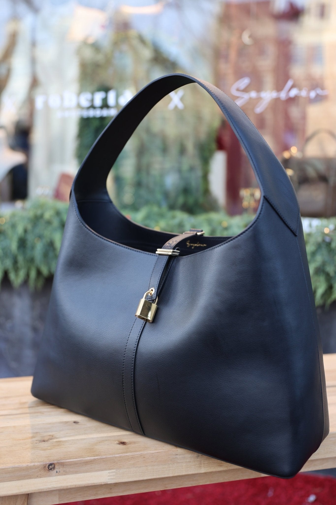 Limited Edition: Natasha Shoulder Tote in Polished Black - Seyclair