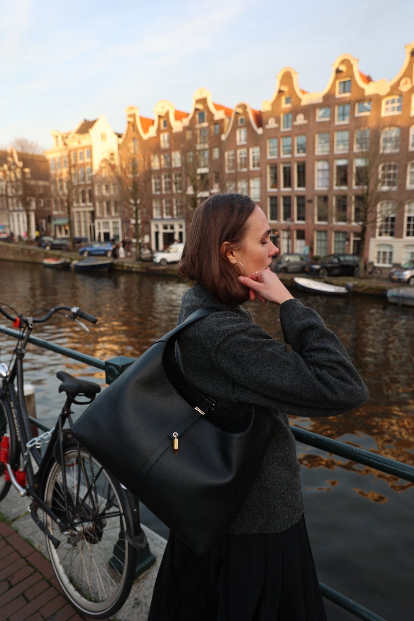 Limited Edition: Natasha Shoulder Tote in Polished Black - Seyclair