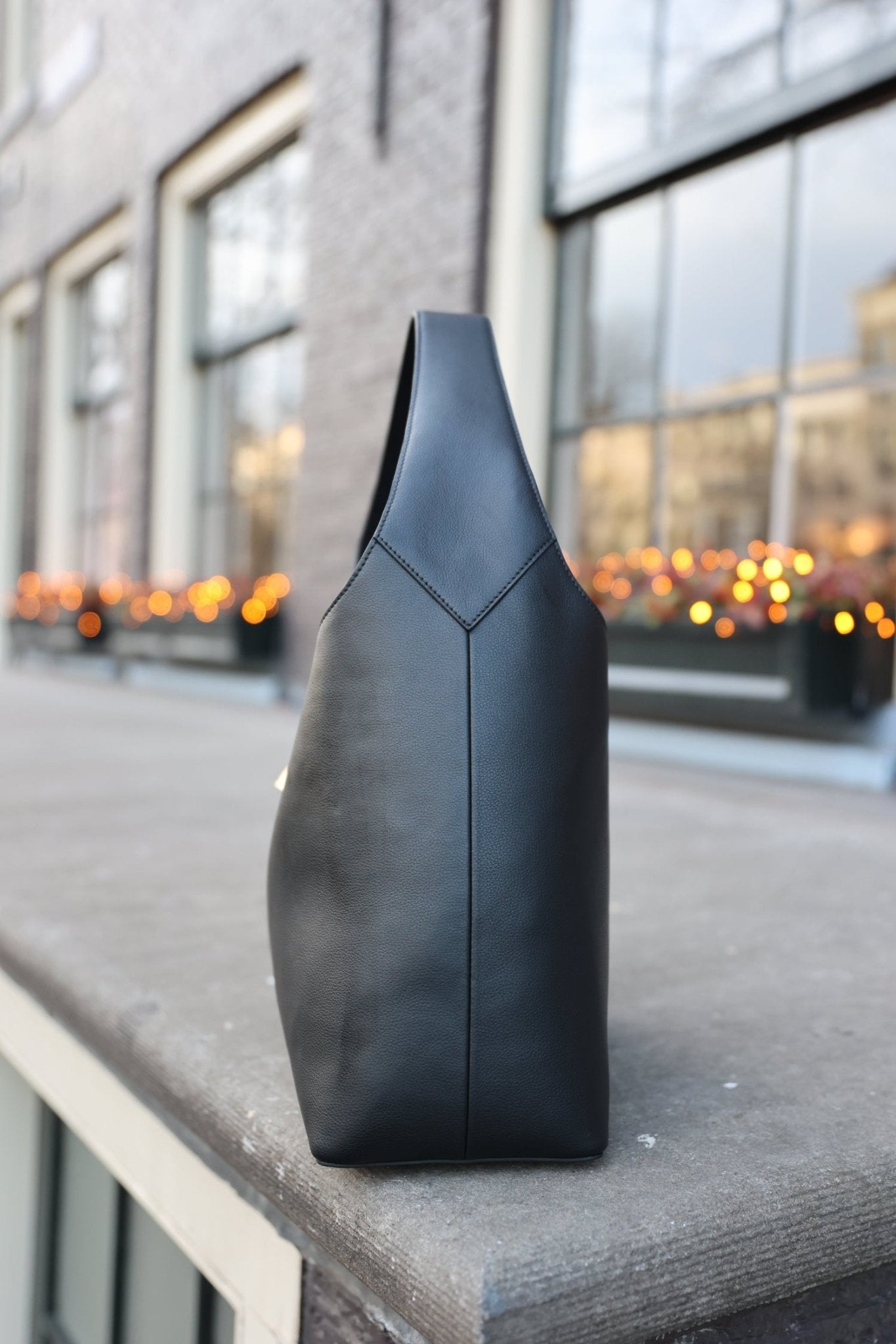 Limited Edition: Natasha Shoulder Tote in Polished Black - Seyclair