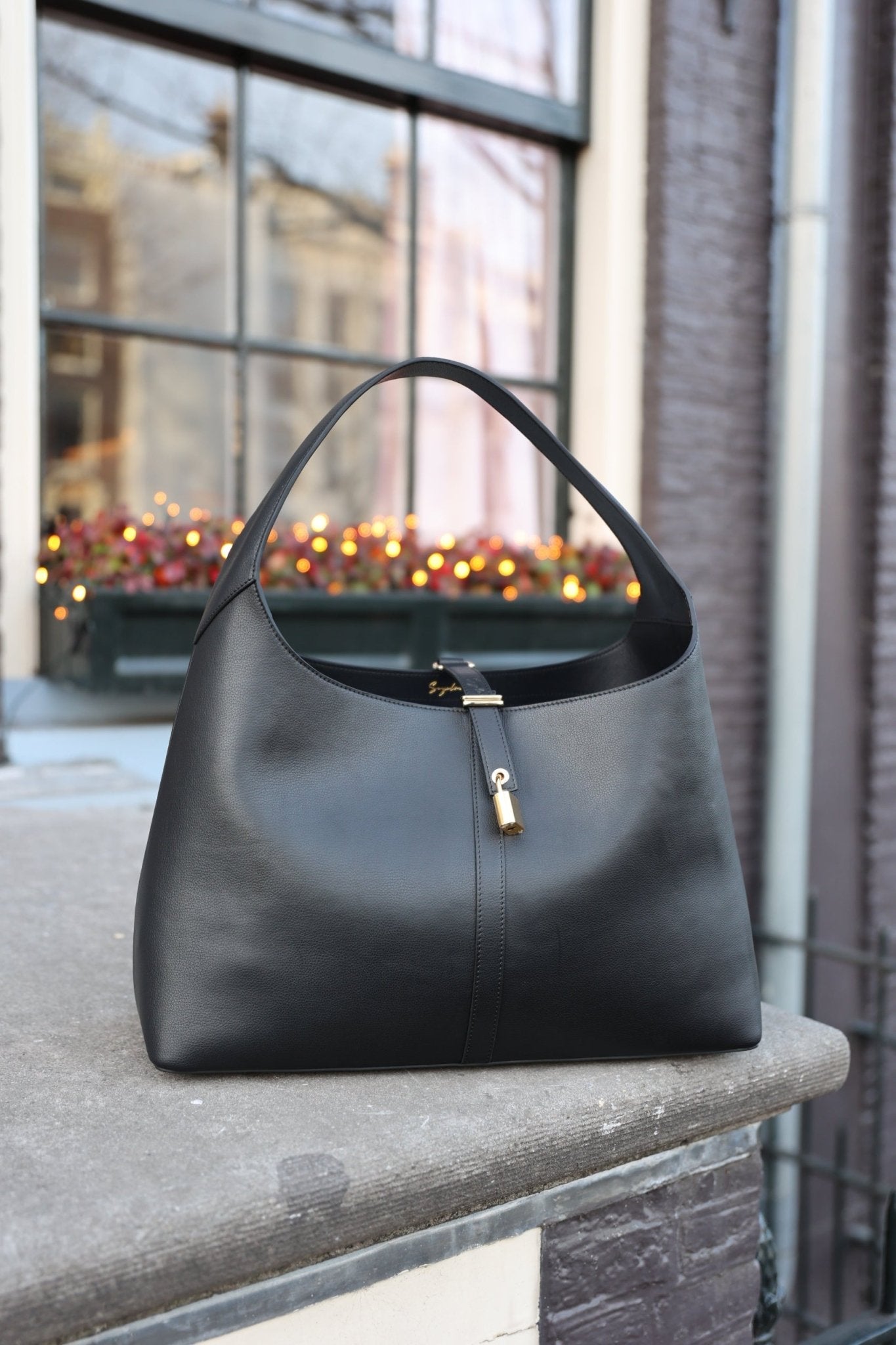 Limited Edition: Natasha Shoulder Tote in Polished Black - Seyclair