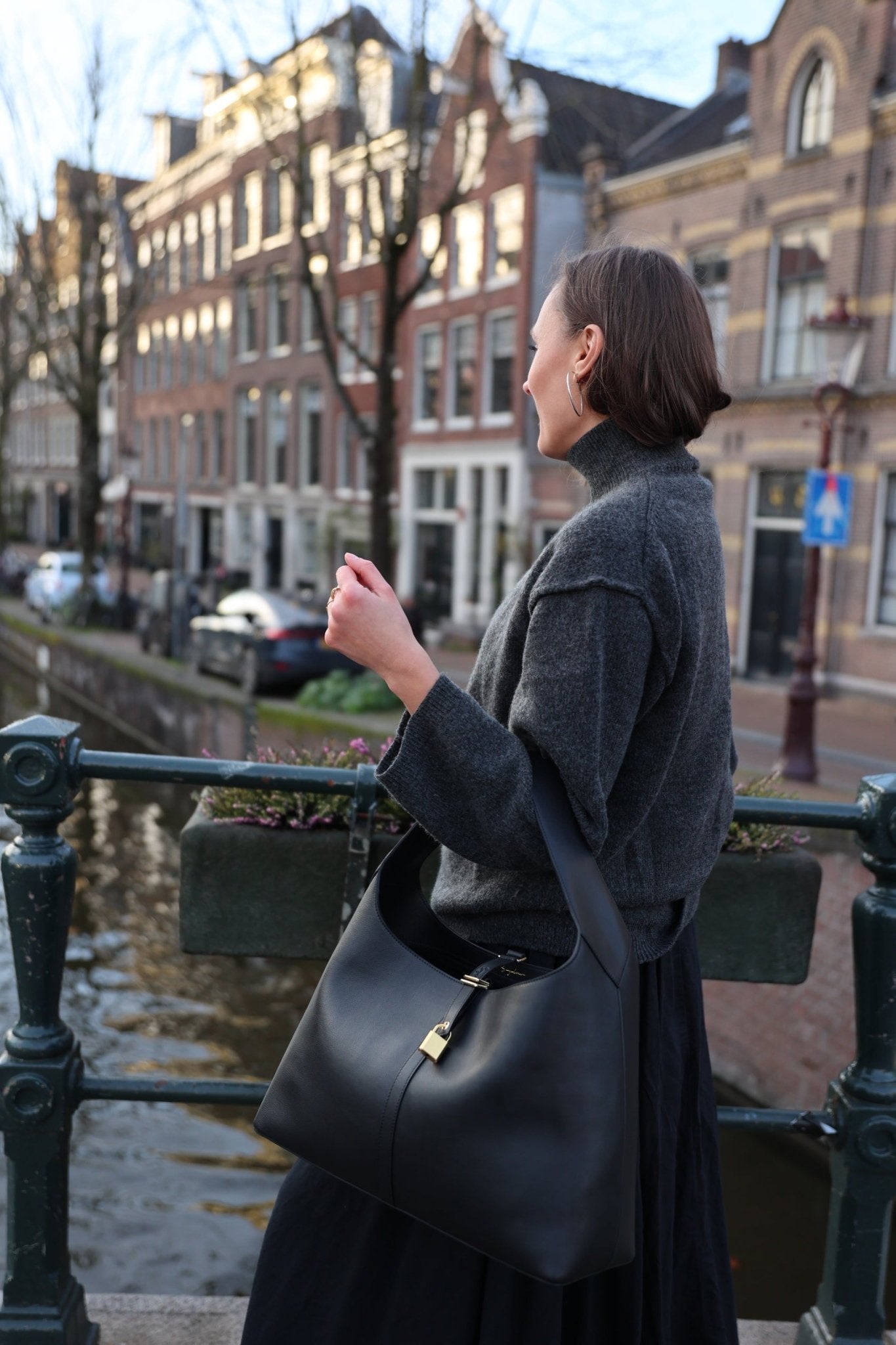 Limited Edition: Natasha Shoulder Tote in Polished Black - Seyclair